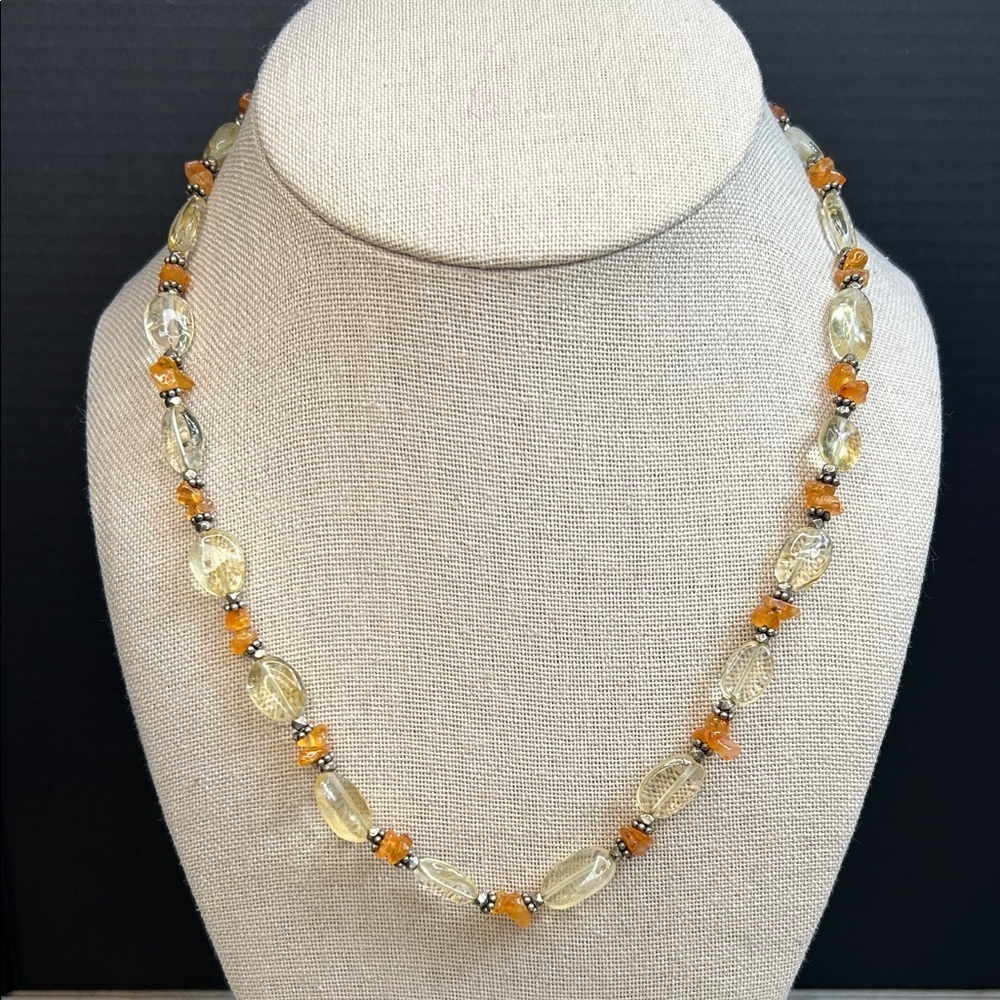 Citrine crystal quartz sterling silver necklace